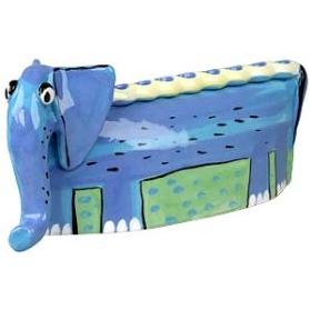 Ceramic Elephant Chanukah Menorah Hand Made in Israel By Ina