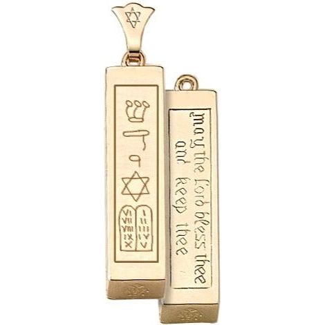 14K Gold 14K 1" STAMPED MEZUZAH Pendant (Optional 14K YG Chain) Comes in Gift Box