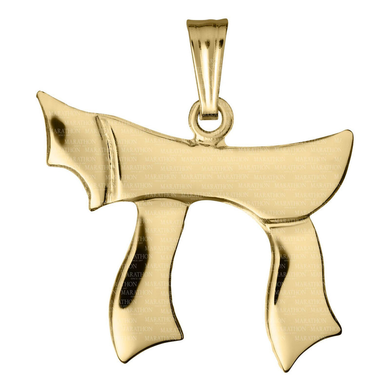 14K Yellow Gold Whimsical Chai Pendant Gift Boxed Necklace Chain in Optional