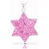 All Shades of Pink Swarovski Crystals 925 Sterling Silver Jewish Star of David