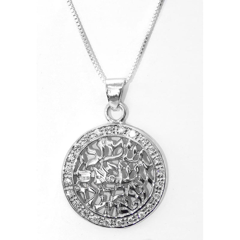 925 Sterling Silver Swarowski Crystals Shema Pendant Necklace
