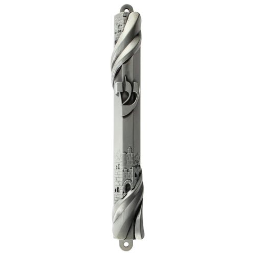 Jerusalem Large Pewter Mezuzah 7" Kosher Parchment optional