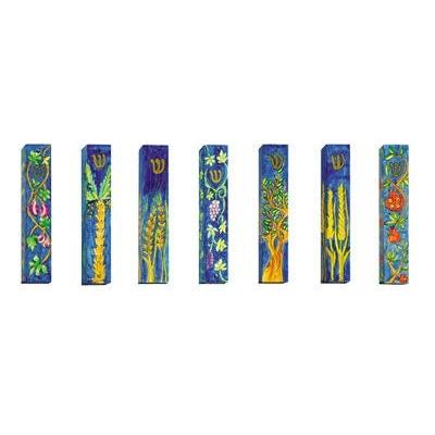 Seven Species Wooden Mezuzahs By Yair Emanuel (Kosher Parchment included)