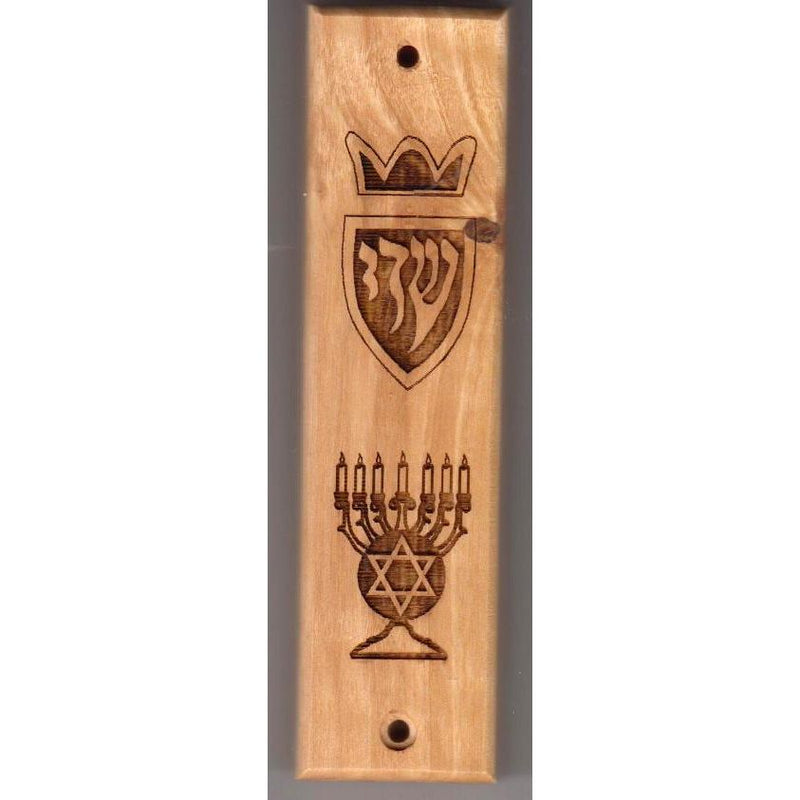 Laser-cut Olive Wood Mezuzah 4.5" Kosher $55 Parchment included Design may vary
