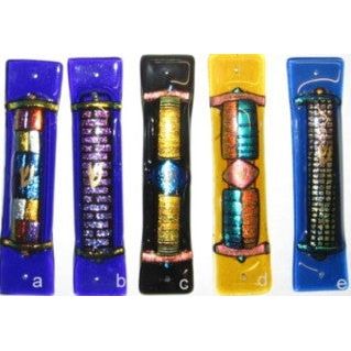Multicolor Fused ART Deco Glass Designer Mezuzah By Tamara Baskin Kosher $55 Parchment included