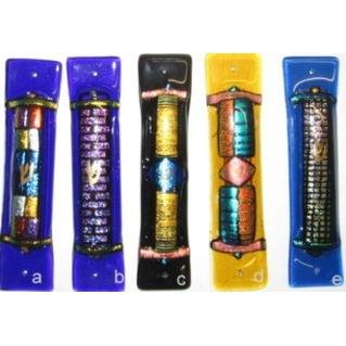 Multicolor Fused ART Deco Glass Designer Mezuzah By Tamara Baskin Kosher $55 Parchment included