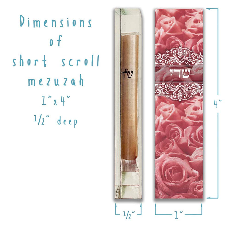 Roses Judaic Lucite  Mezuzah by Mickie Caspi Kosher $55 Parchment included