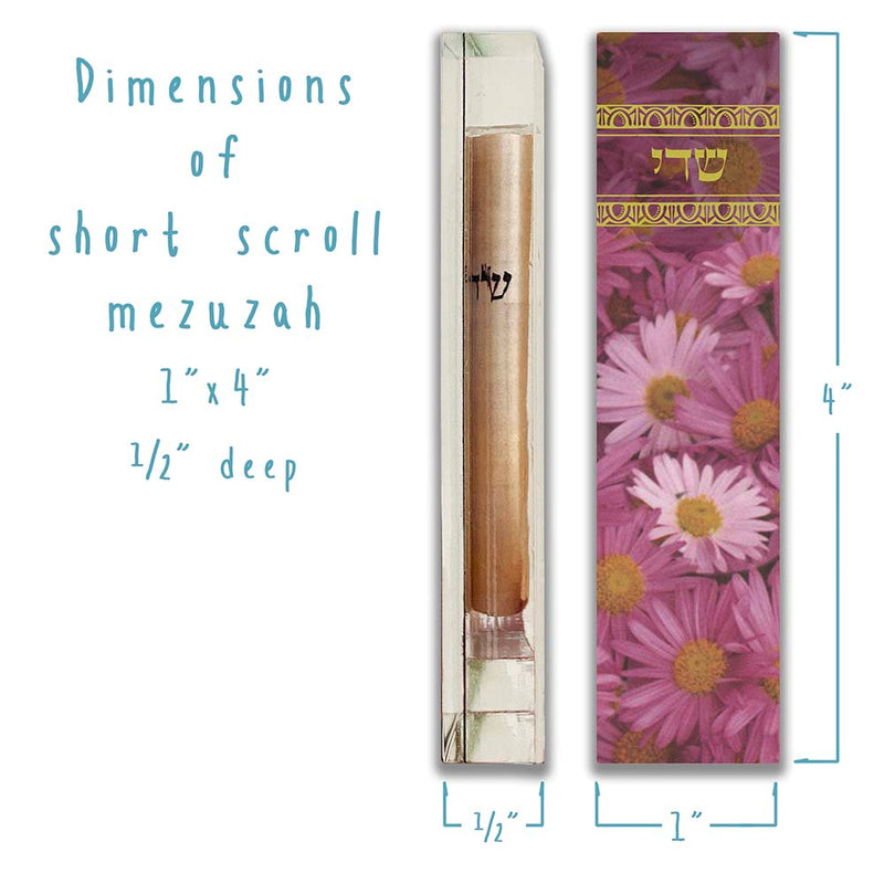 Judaic Lucite 4" Mezuzah Daisies by Mickie Caspi Kosher $55 Parchment included