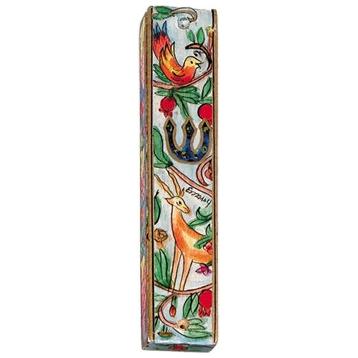 Garden Mezuzah Hand Painted Wood By Yair Emanuel Kosher Parchment included