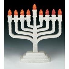 Knesset Style Electric Chanukah Menorah Orange Bulbs