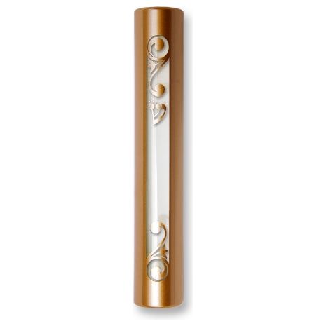 Modern Transparent Mezuzah in Bronze 6" Made in ISRAEL by KFIR Judaica Kosher Parchment Included