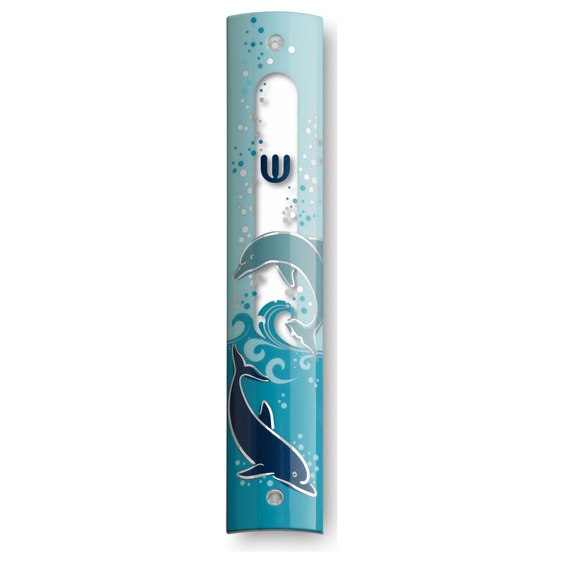 Dolphins  Designer Mezuzah 6" by KFIR Judaica  Made in ISRAEL Kosher $80 Parchment included