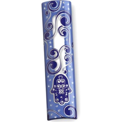 HAMSA Designer Mezuzah 4" Made in ISRAEL by KFIR Judaica Kosher Parchment included