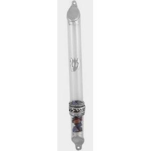 925 Sterling Silver Natural Stones Transparent Mezuzah By Eva Mishaan Kosher Parchment Optional