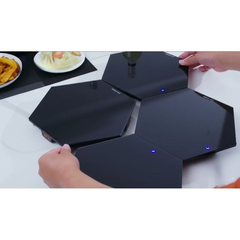 SHABBOS-HOT® Modular Expandable Glass Warming Tray Set of 4 Hot Platas with Power Cord & Travel Bag