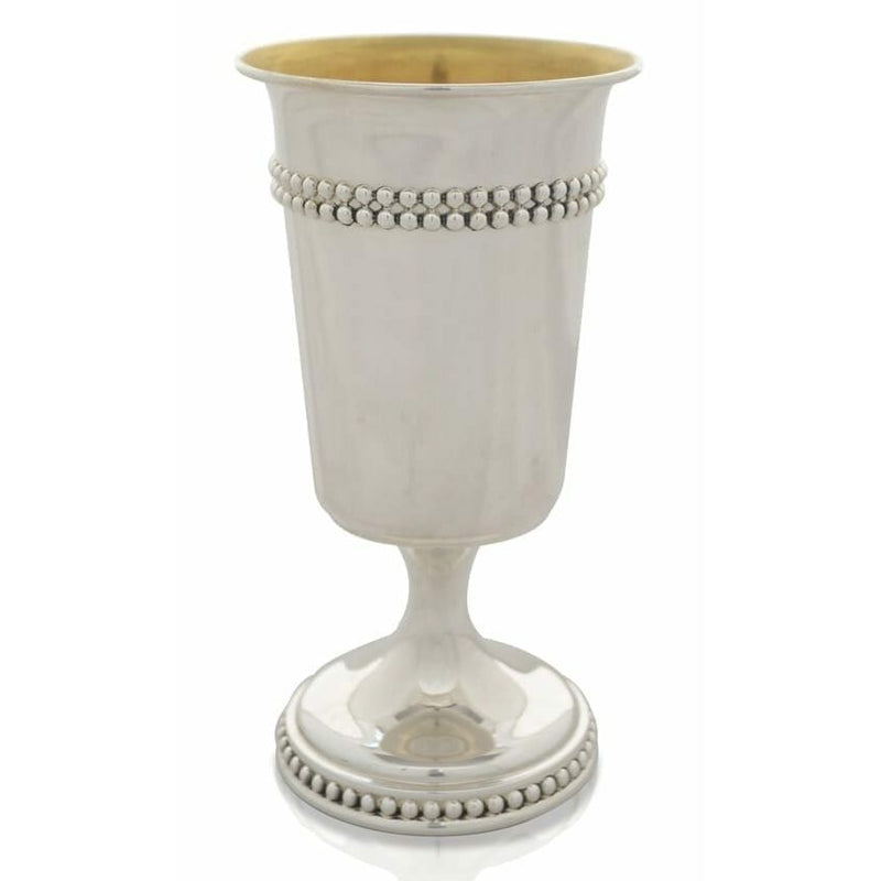 925 Sterling Silver Kiddush Cup / Goblet Pearls 5'' Hand Made in Israel By Nadav
