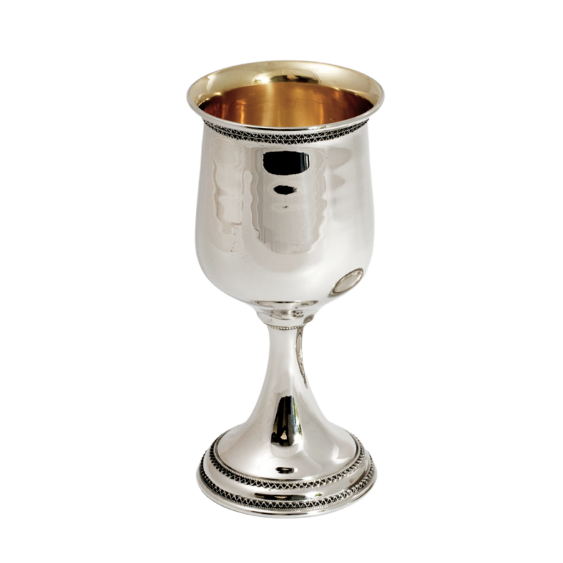925 Sterling Silver Filigree Kiddush Cup 6" Goblet Hand Made in Israel By Nadav Optional Plate