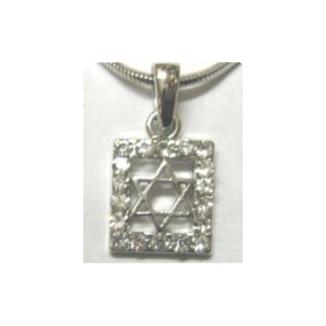 Swarovski Crystals Framed Star of David Necklace Modern Design 16 inch