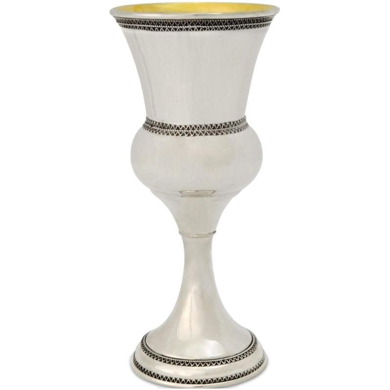 925 Sterling Silver Grand Kiddush Goblet "KEREN" Cup 6"x 3" Made in Israel By NADAV Design may vary