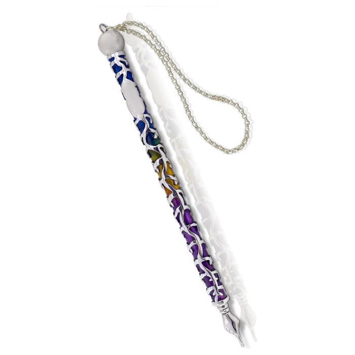 925 Sterling Silver Colorful Enamel Modern Torah Pointer Made in Israel By NADAV Purple Multicolor