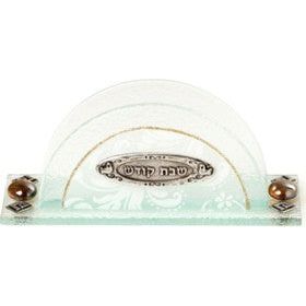 Art Glass Shabbat Napkin / Bencher Holder Made in Israel By Lily ART (White)