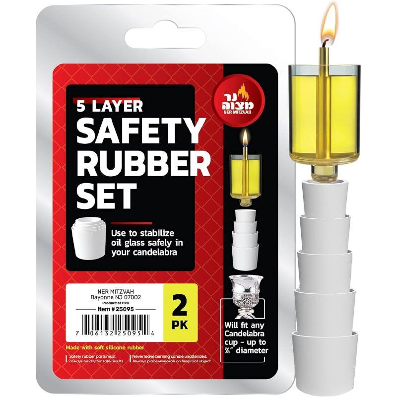 Safety Rubber Set for Oil Candle Cups 5 Layer 2 Pack for Chanukah Menorah Oil Cups & Shabbos Candles
