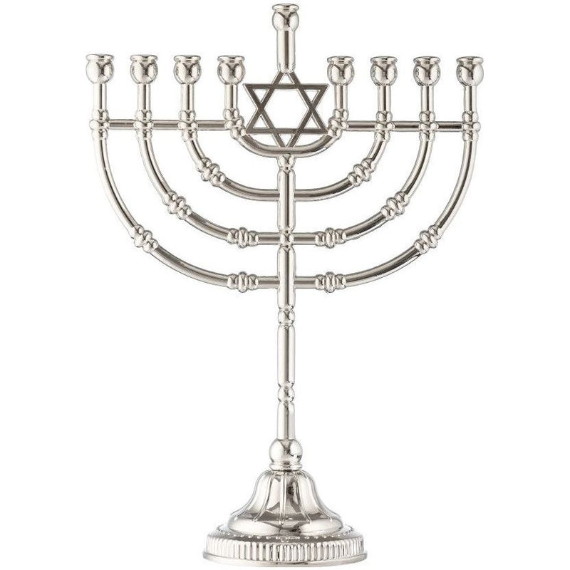 Traditional Silvertone Finish Menorah Star of David