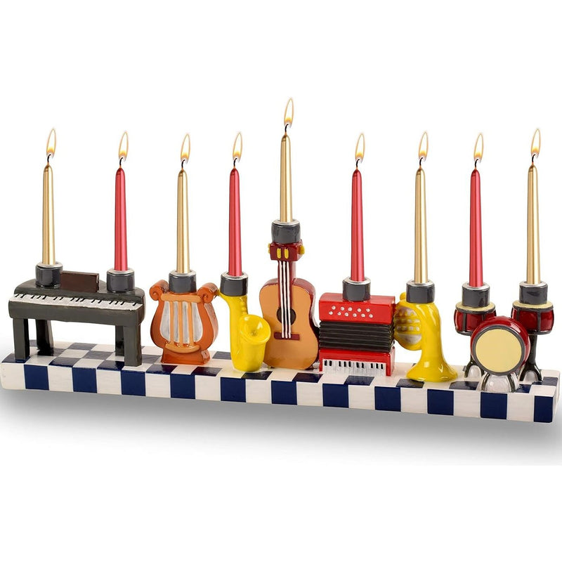 SOLD OUT Hand Painted Resin Children's Chanukah Menorah Musical Instruments