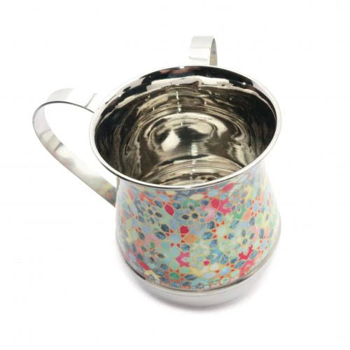 Colorful Mosaic Metal Washing Cup Abstract Design by Yair Emanuel