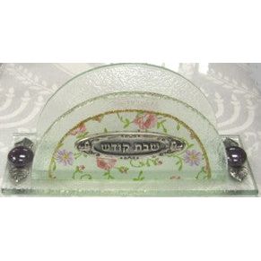 Art Glass Shabbat Kodesh Napkin Holder Made in Israel By Lily ART (Floral)