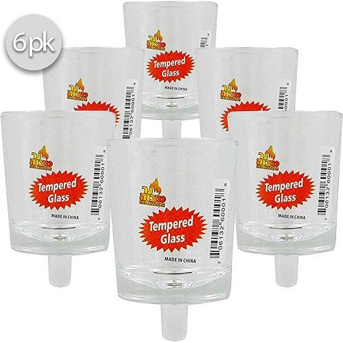 1 or 6 Tempered Neironim Neironim Glass with Foot For Shabbat Candlesticks or Candelabra