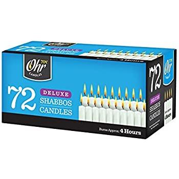 3.75" Ohr Shabbat Candles Deluxe Traditional Shabbos Lichter 4 Hour 72 Count 3.75" tall