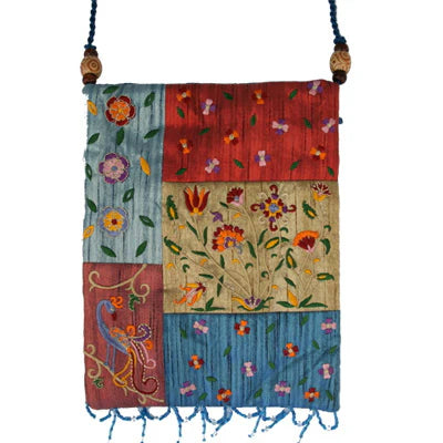Multicolor Floral Applique Embroidered Shabbos Shabbat Bag by Emanuel A Hostess gift!