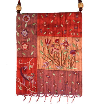 Embroidered Silk Shabbat Bag Pomegranates Made in Israel By Emanuel