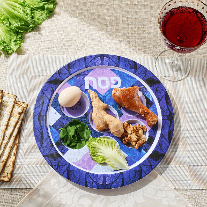 Modern Stained Glass Design Melamine Seder Plate 12" Hand Wash Only