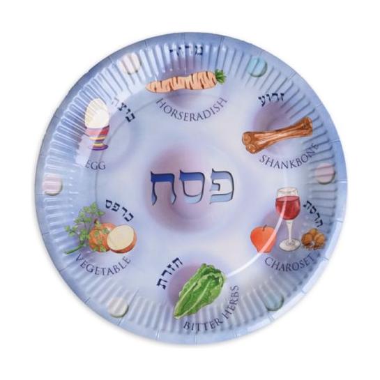 Elegant Passover Paper Plates Set of 12  9'' D Great for Seder Pesach