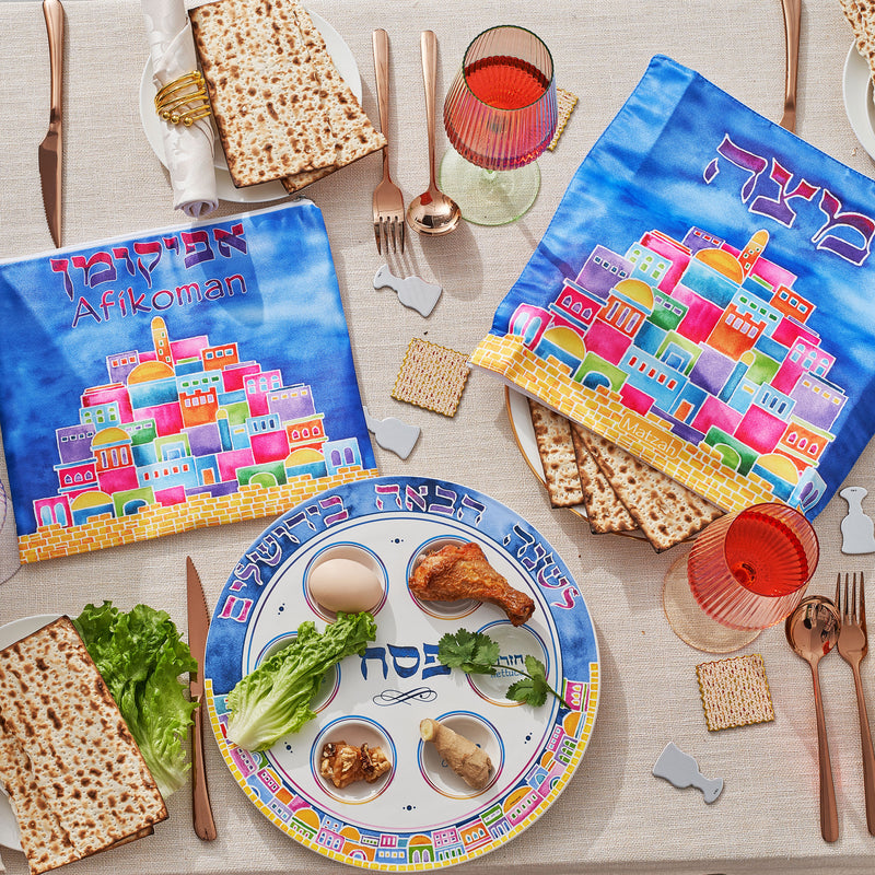 Traditional Ceramic Passover Seder Plate Jerusalem Design