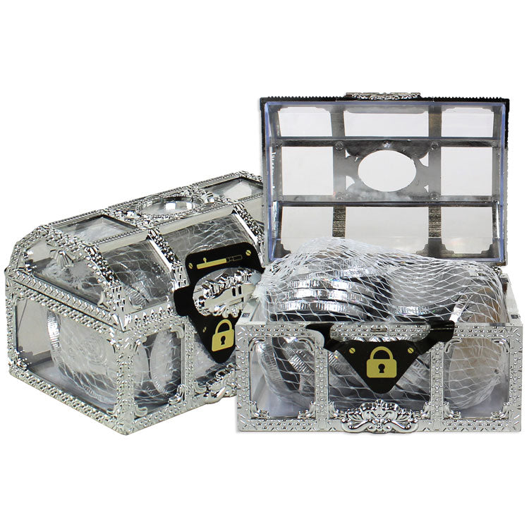 Treasure Chest Silver Chanukah Gelt Parve Belgian Chocolate Nut Free