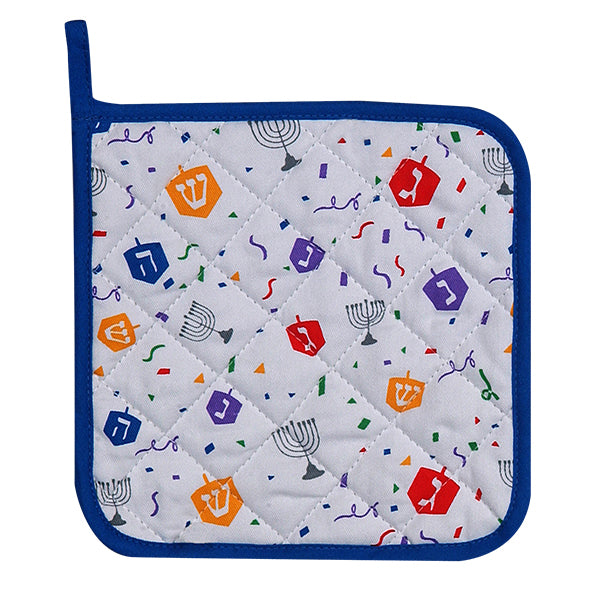 Chanukah Menorahs & Dreidels Potholder Hostess Gift