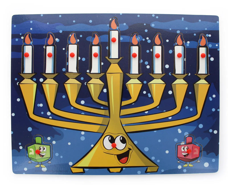 Chanukah Wood Puzzle: Menorah and Dreidels 12 pieces