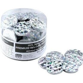 Chanukah Gelt Pareve Nut-Free Holographic Dark Chocolate Coins Tub  70 Count