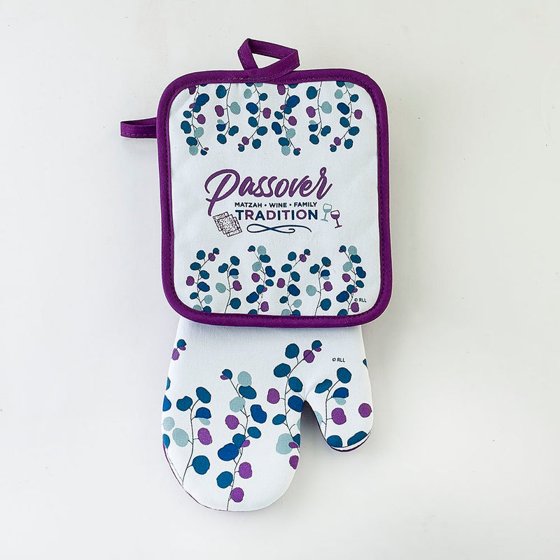 Passover Spring Blossom Hostess Gift Set Pot  Holder and Oven Mitt set