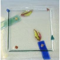 Chanukah Glass Plate By Doris Made in Israel