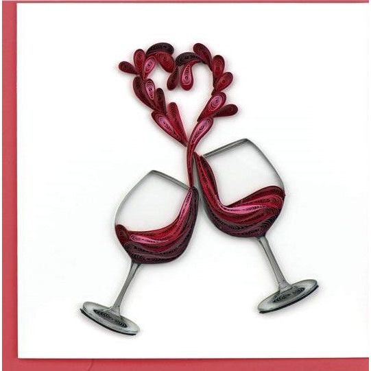 Luxury Wedding Greeting Card L'Chaim Toast to Love With Envelope 6" x 6" Hand Made by Women Artisans
