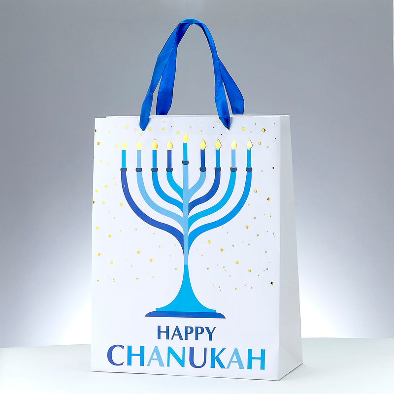 Large Happy Chanukah Gift Bag 10.00" l x 4.50" w x 13.00"