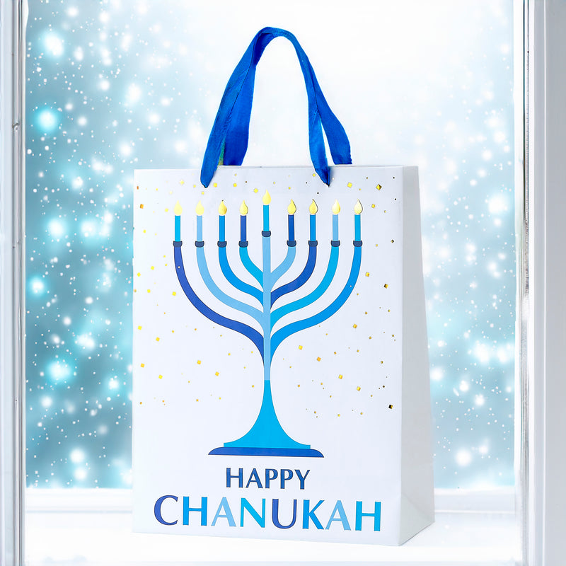 Large Happy Chanukah Gift Bag 10.00" l x 4.50" w x 13.00"