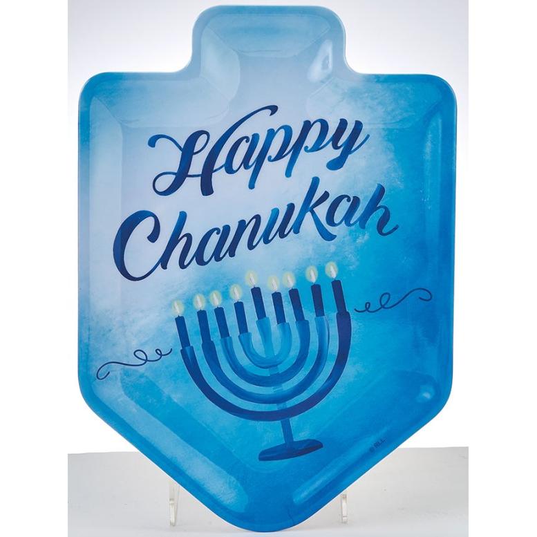 Chanukah Serving Tray: "Sapphire Collection" Dreidel Shaped Melamine