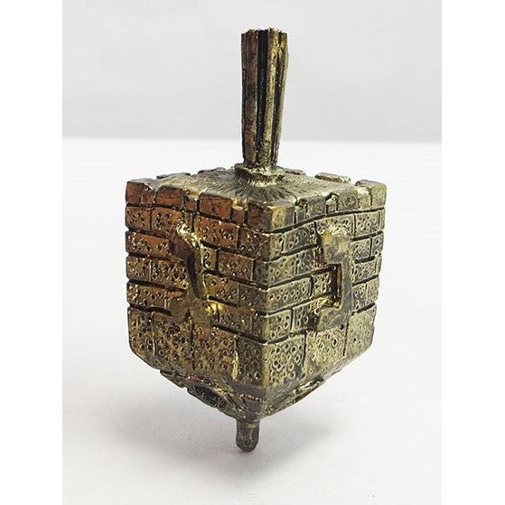 Brass Jerusalem Wall Chanukah Dreidel 2,25"H Gift Boxed