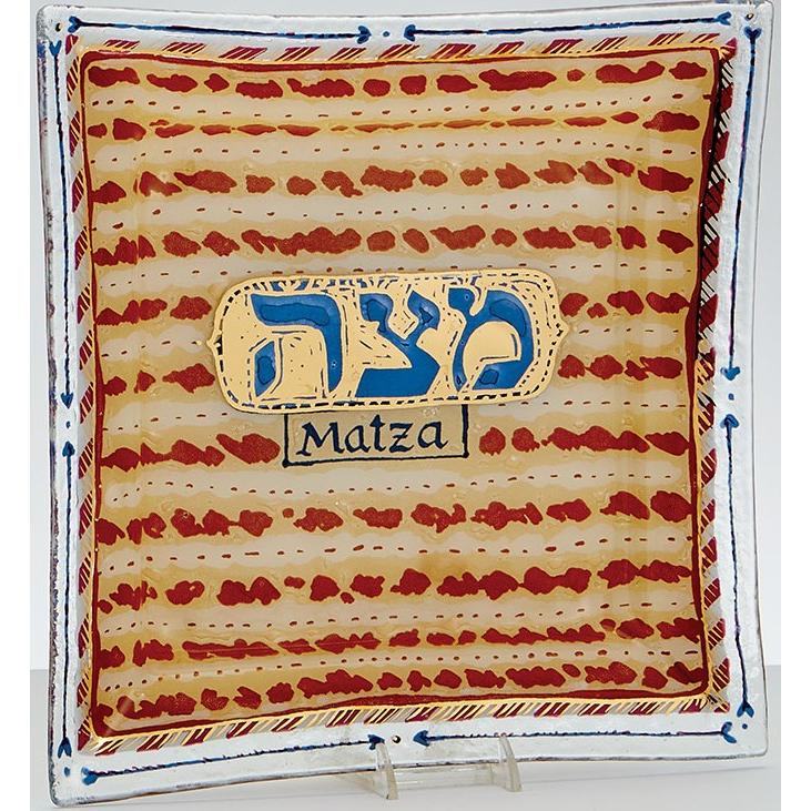 Artistic Matzah Design Glass Matzah Plate By Nahariya Glass / Andreas Meyer