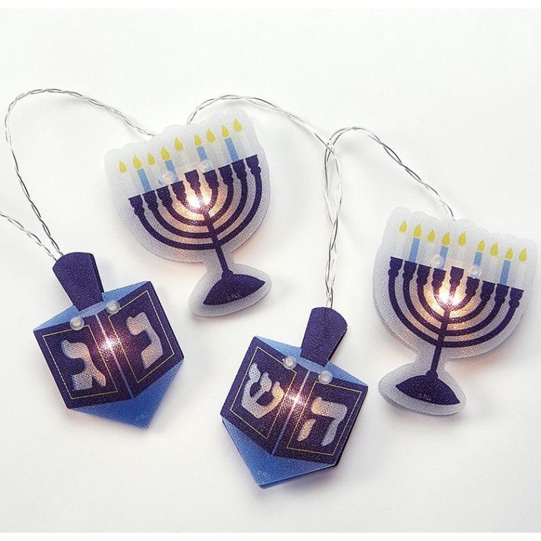 Battery Operated Chanukah Hologram Light Set 5 Menorahs and 5 Dreidels